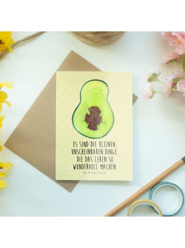 Mr. & Mrs. Panda Klappkarte Avocado Kern mit Spruch in Gelb Pastell