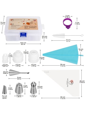 Wenburg Wenburg Spritzbeutel-Set mit Tüllen, 100-tlg. - mit 41 Spritzbeuteln & 52 Tüll