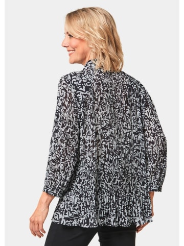 GOLDNER Feinplissee-Bluse mit Schluppe in schwarz / weiß / gemustert