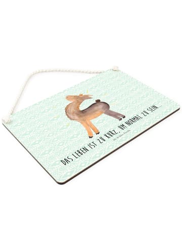 Mr. & Mrs. Panda Schild Lama Stolz mit Spruch in Aztekenblau