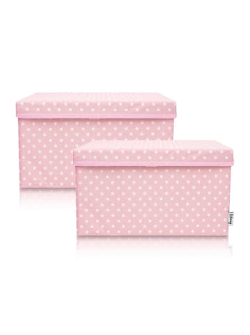 Lifeney Aufbewahrungsbox 2er-Set Rosa Punkte, 37 x 25 x 21 cm