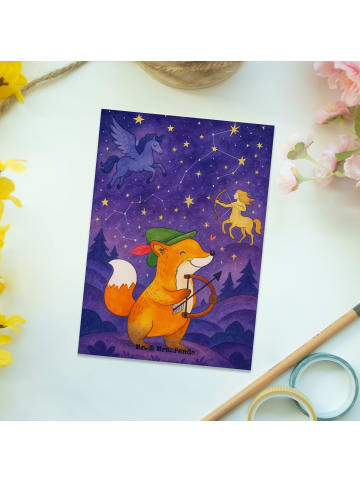 Mr. & Mrs. Panda Postkarte Schütze Astrologie Design ohne Spruch in Weiß