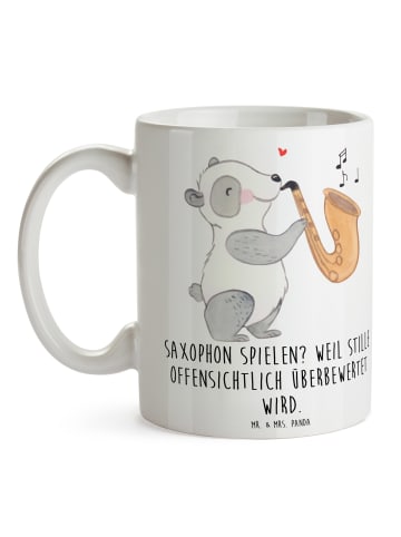 Mr. & Mrs. Panda Trinkbecher Saxophon Leidenschaft mit Spruch in Weiß