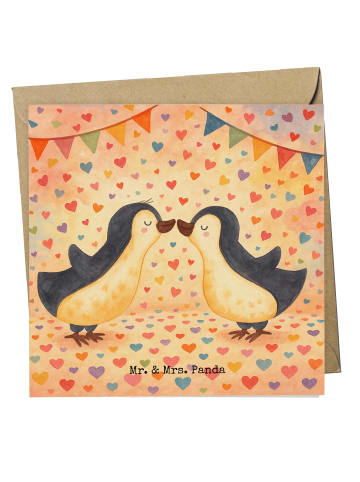 Mr. & Mrs. Panda Grußkarte Pinguin Liebe Design ohne Spruch in Weiß