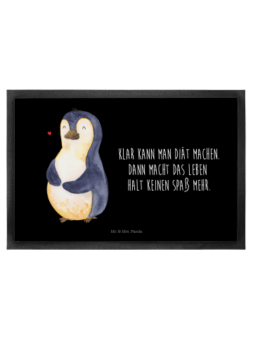 Mr. & Mrs. Panda Fußmatte Pinguin Diät mit Spruch in Schwarz