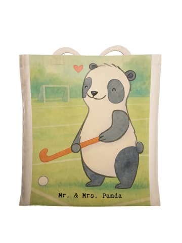 Mr. & Mrs. Panda Tasche Panda Hockey spielen Design ohne Spruch in Weiß