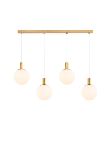 ZMH Pendelleuchte 4-flammige E27 in Weißgold Glas rund Modern