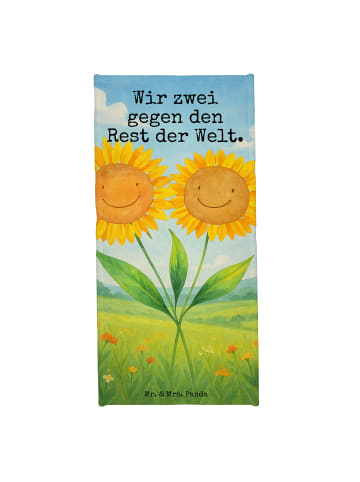 Mr. & Mrs. Panda Handtuch Blume Sonnenblume Design mit Spruch in Blattgrün