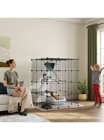 Pawhut DIY-Katzenkäfig Schwarz Stahl