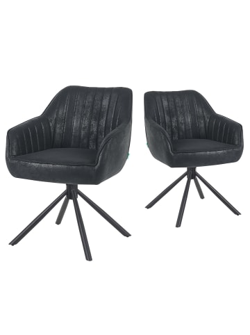 DUBI Möbel 2er-Set: Drehstuhl Mika-Maya in Schwarz - (B)60 x (H)82 x  (T)61 cm
