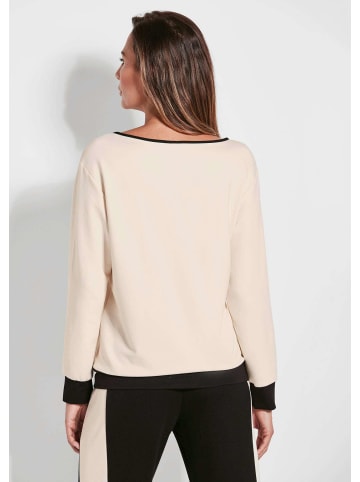 GOLDNER Luxuriöses Langarm Viskose-Oberteil in beige / schwarz