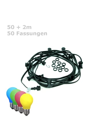 SATISFIRE Garten Party Lichterkette Illu 50 bunte LED Tropfenlampen 50m in schwarz