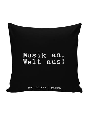 Mr. & Mrs. Panda Kissen bedruckt Musik an, Welt aus!... mit Spruch in Schwarz