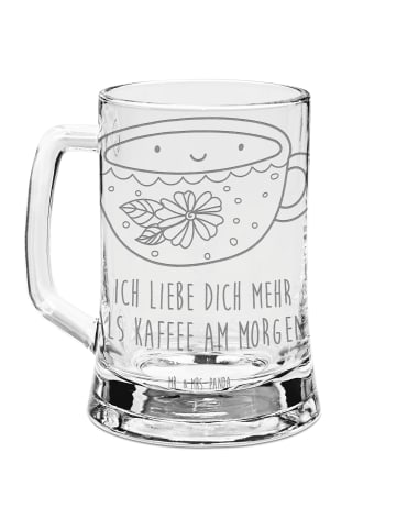 Mr. & Mrs. Panda Bierglas Kaffee Tasse mit Spruch in Transparent