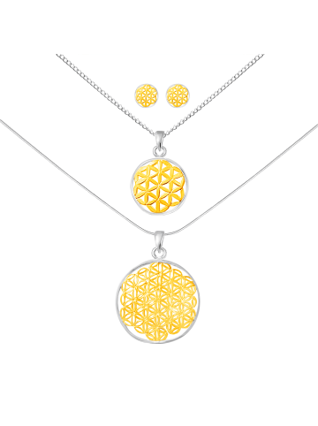 Alexander York Schmuckset FLOWER OF LIFE in 925 Sterling Silber mit Gelb-Gold, 6-tlg. 