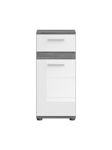 xonox.home Standschrank in Rauchsilber/weiß hochglanz - (B) 35 x (H) 79 x (T) 31