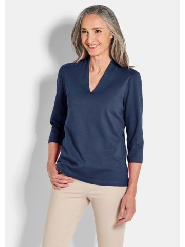GOLDNER Shirt Elegantes Basic-Shirt mit V-Ausschnitt in marine