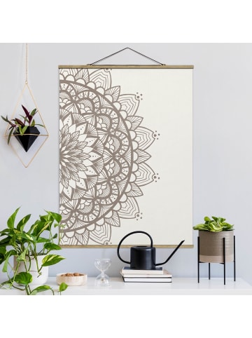 WALLART Stoffbild - Mandala Illustration shabby beige weiß in Weiß