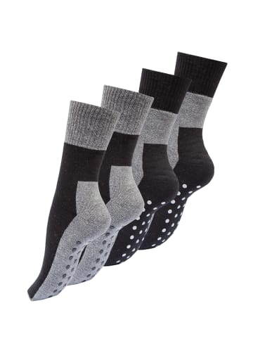 Vincent Creation® ABS Socken 4 Paar Stoppersocken in Schwarz/Grau