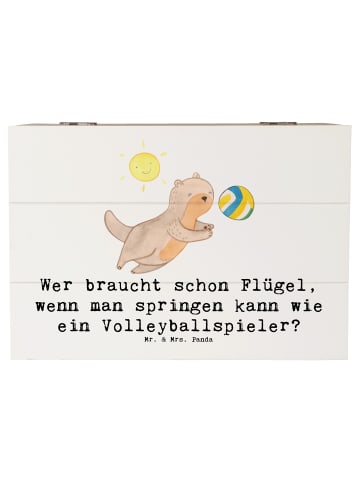Mr. & Mrs. Panda Holzkiste Volleyball Sprung mit Spruch in Weiß