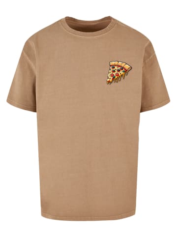 Merchcode Merchcode Herren Pizza Comic Acid Washed Oversized Tee in unionbeige