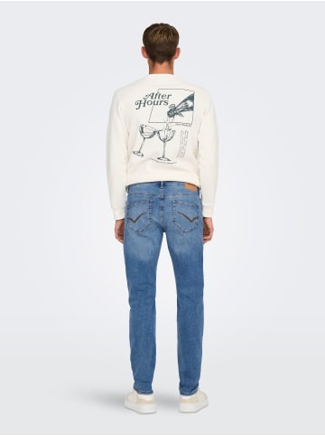 Only&Sons Zeitlose Blaue Jeans mit Reißverschluss Stretch Denim Hose in Blau-3