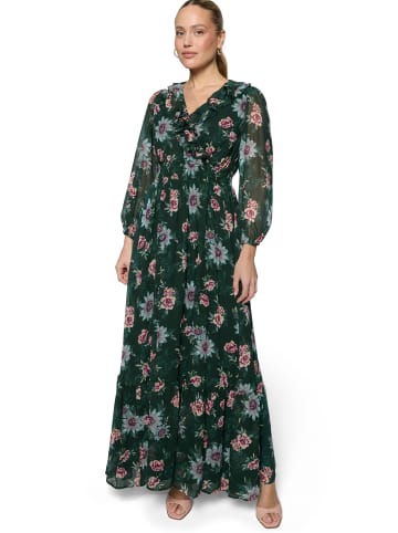 Zero  Maxikleid langarm mit Blumen in Dark Green/Pink
