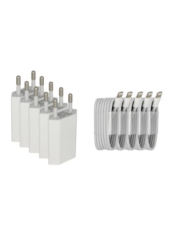 trendyoo 5er Pack USB Netzstecker + USB Ladekabel für Apple iPhone kompatibel