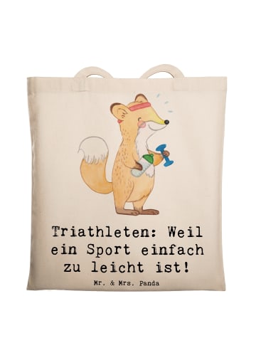 Mr. & Mrs. Panda Tote Bag Triathlon Helden mit Spruch in Creme