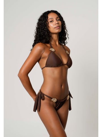 Moda Minx Bikinihose Nautilius Shell Ruched Tie Side Bikini Bottoms in brown