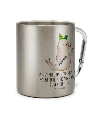 Mr. & Mrs. Panda Teetasse Robbe Sherlock mit Spruch in Silber