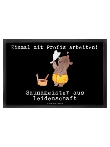 Mr. & Mrs. Panda Fußmatte Saunameister Leidenschaft mit Spruch in Schwarz