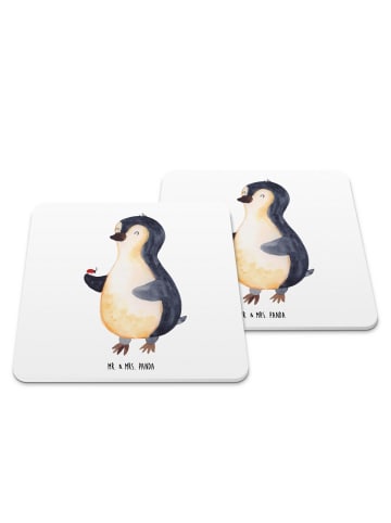 Mr. & Mrs. Panda Tassenuntersetzer Pinguin Marienkäfer ohne Spruch in Weiß