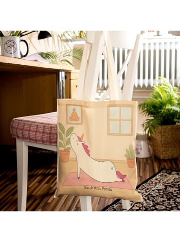 Mr. & Mrs. Panda Einkaufsbeutel Einhorn Yoga Design ohne Spruch in Weiß