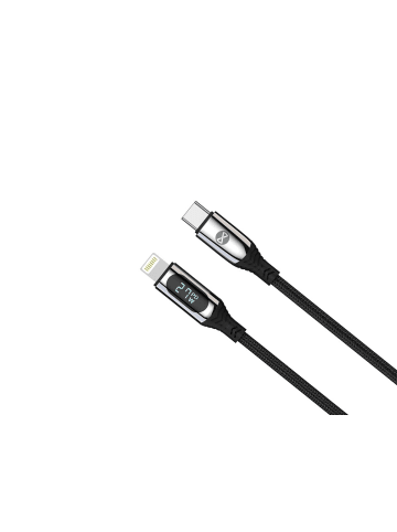 FOREVER Forever Ladekabel USB-C LCD 1 m 27W kompatibel mit iPhone Schwarz in Transparent