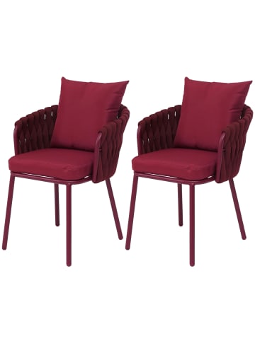 MCW 2er-Set Aluminium-Gartenstuhl P89, Bordeaux