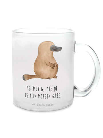 Mr. & Mrs. Panda Kaffeetasse Schnabeltier Mut mit Spruch in Transparent