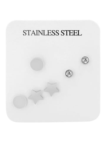 Adeliás Damen Ohrringe – Ohrstecker aus Edelstahl mit Strass Steinchen in silber