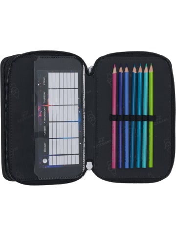 BECKMANN 3-fächrige Federmappe mit Inhalt Ninja Elements in blau