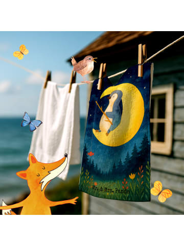 Mr. & Mrs. Panda Gästehandtuch Pinguin Mond Design ohne Spruch in Weiß