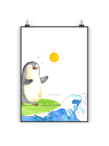 Mr. & Mrs. Panda Bild Pinguin Surfer ohne Spruch in Weiß
