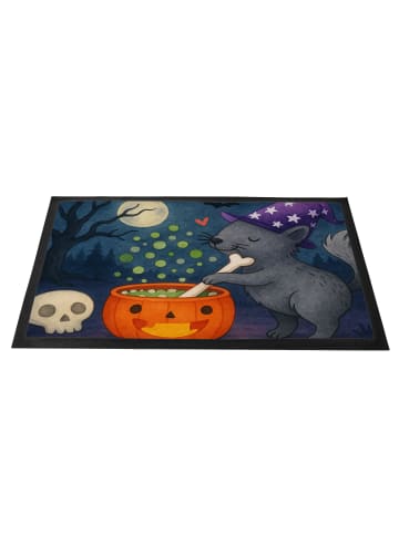 Mr. & Mrs. Panda Eingangsteppich Kater Hexenkessel Design ohne S... in Weiß