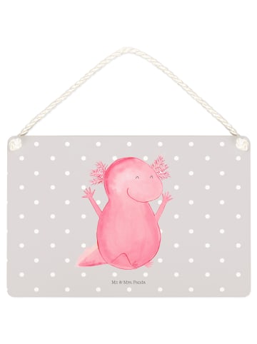 Mr. & Mrs. Panda Schild Axolotl Hurra ohne Spruch in Grau Pastell
