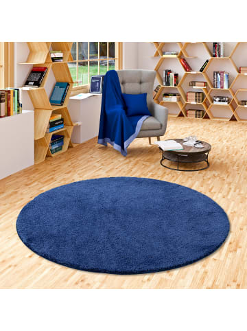 Snapstyle Hochflor-Teppich Palace Rund in dunkelblau