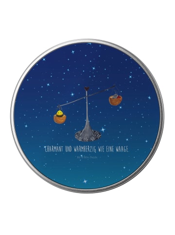 Mr. & Mrs. Panda Blechdose rund Sternzeichen Waage mit Spruch in Sternenhimmel Blau