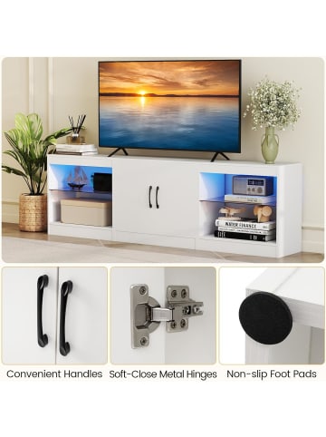 COSTWAY 3-in-1 TV-Schrank bis zu 85 Zoll in Weiß