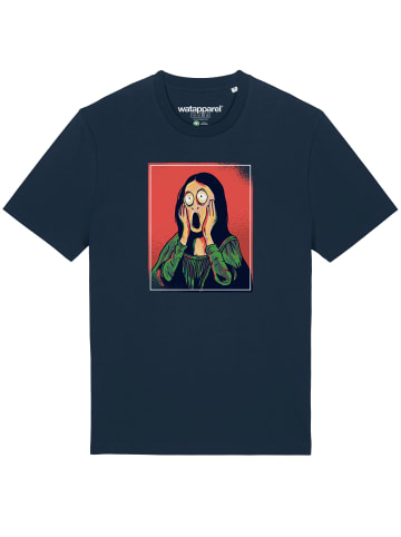 wat? Apparel T-Shirt Mona Lisa Scream in Dunkelblau