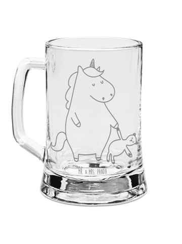 Mr. & Mrs. Panda Gravur Bierkrug Einhorn Teddy ohne Spruch in Transparent