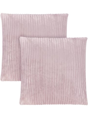 Aspero 2 Kissenbezüge aus Streifen-Flanell 60x60 cm Salta in Rosa