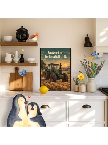 Mr. & Mrs. Panda Print Traktor nostalgisch Design mit Spruch in Weiß